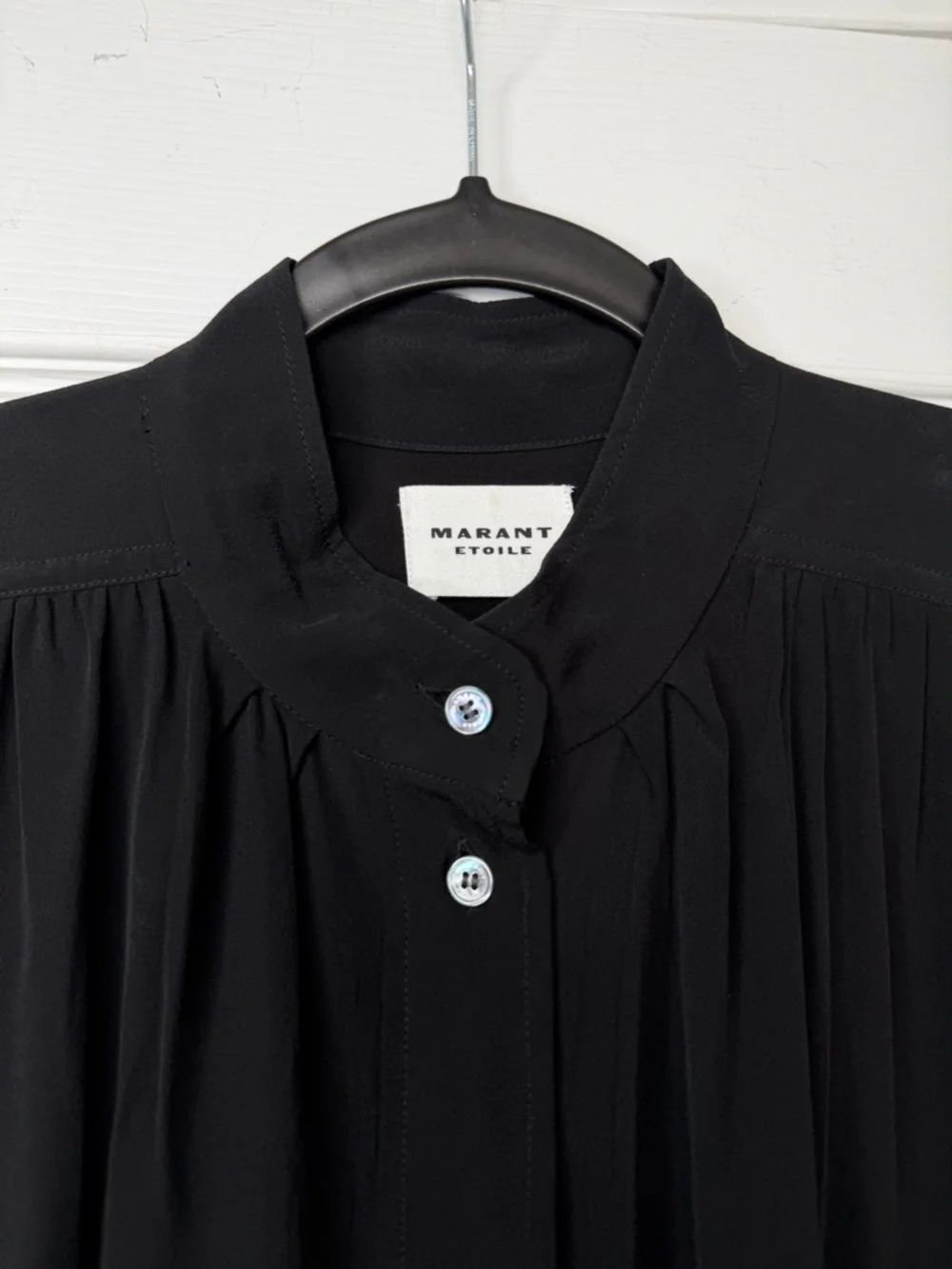 $795 ISABEL MARANT Size 38 • Black Berangere Long Sleeve Cupro Blouse Top. - Picture 3 of 5